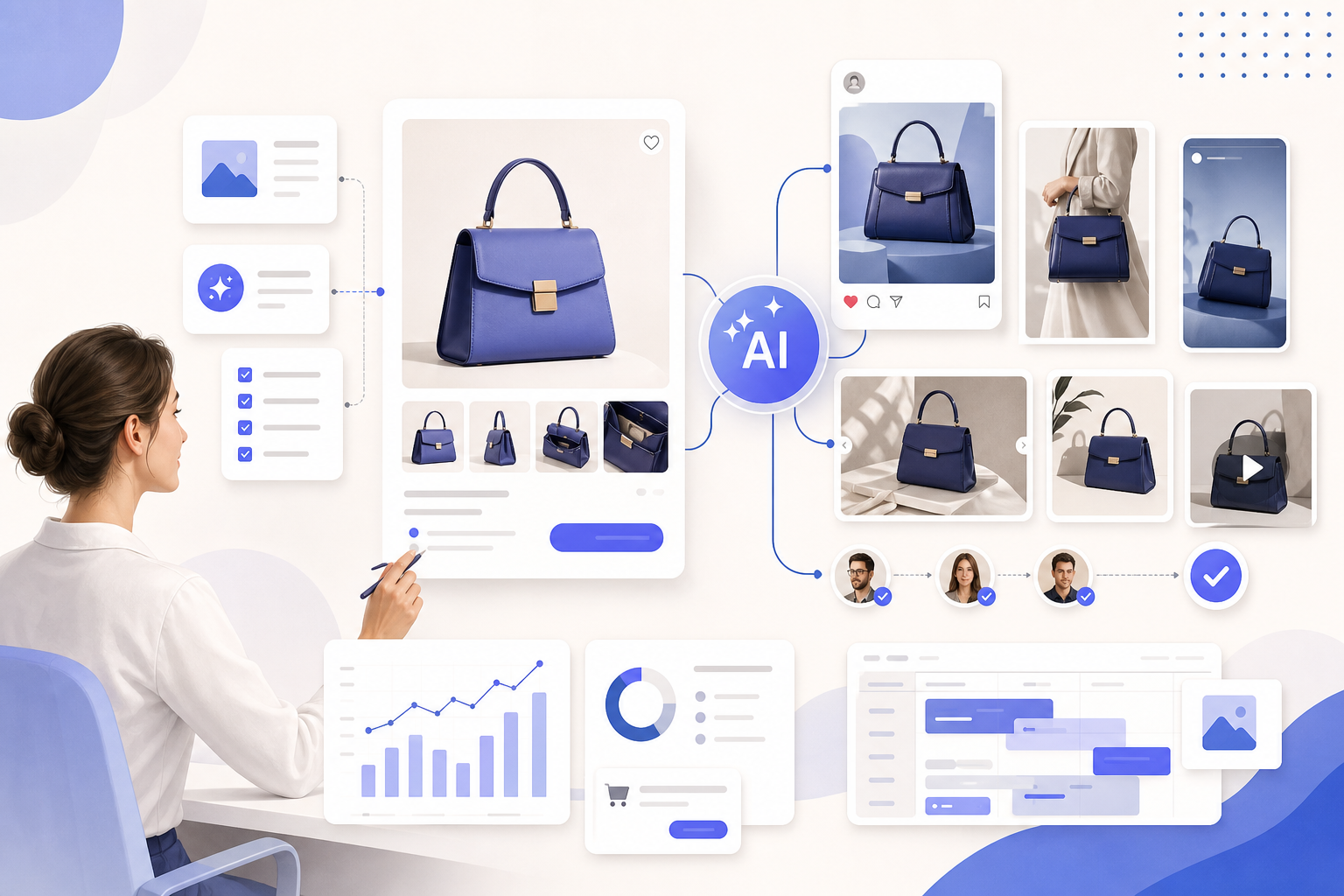 KI für Produktlaunches im E-Commerce: So verbinden Teams Produktdaten, Creatives und Social Media ohne Freigabechaos